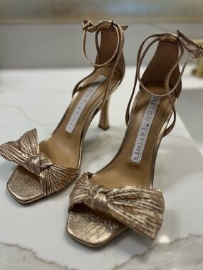 Gibson Latimer Metallic Rose Bow Ankle-Strap Heels